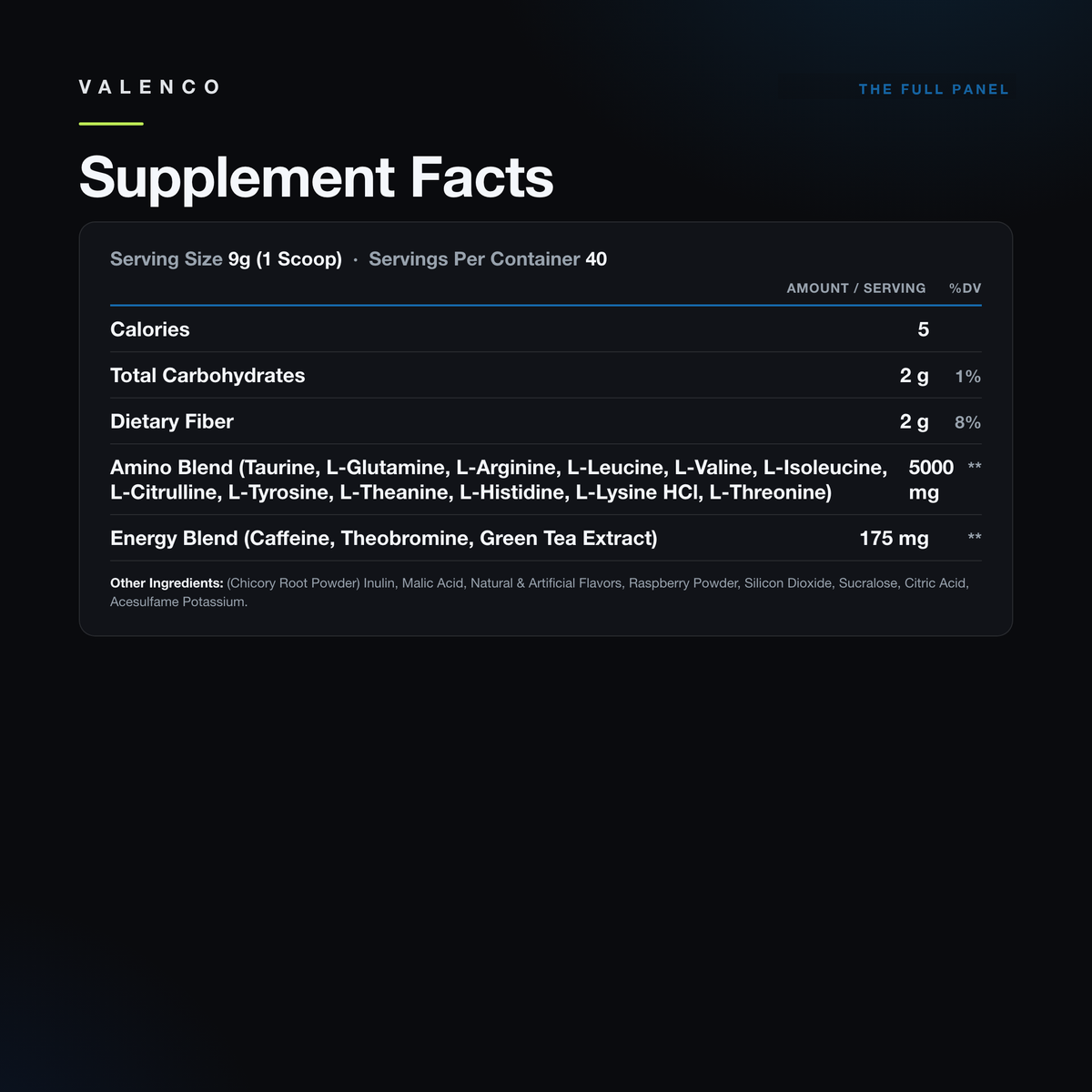 Supplement Facts panel, shown in full as printed on the label.