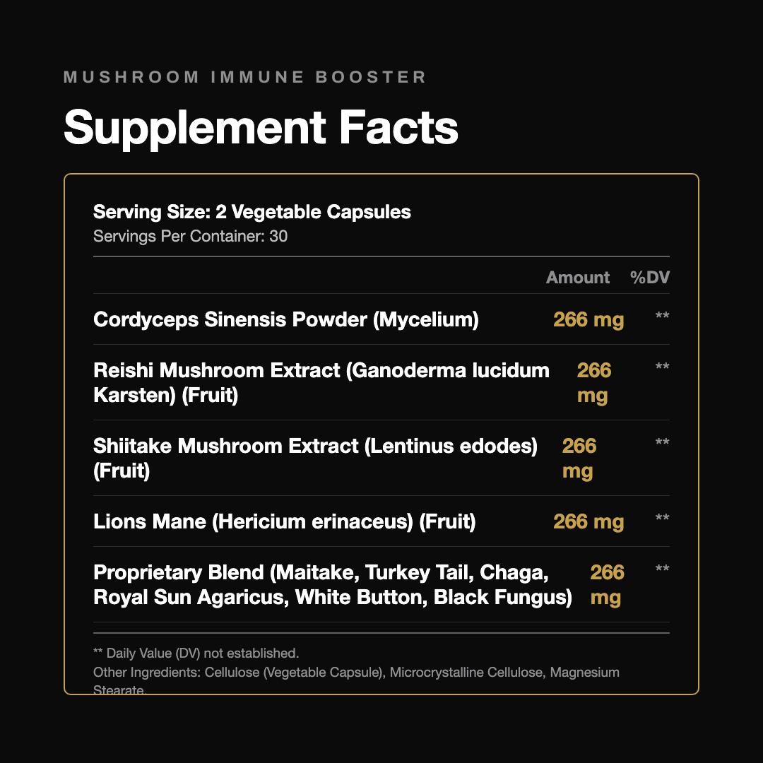Mushroom Immune Booster supplement facts