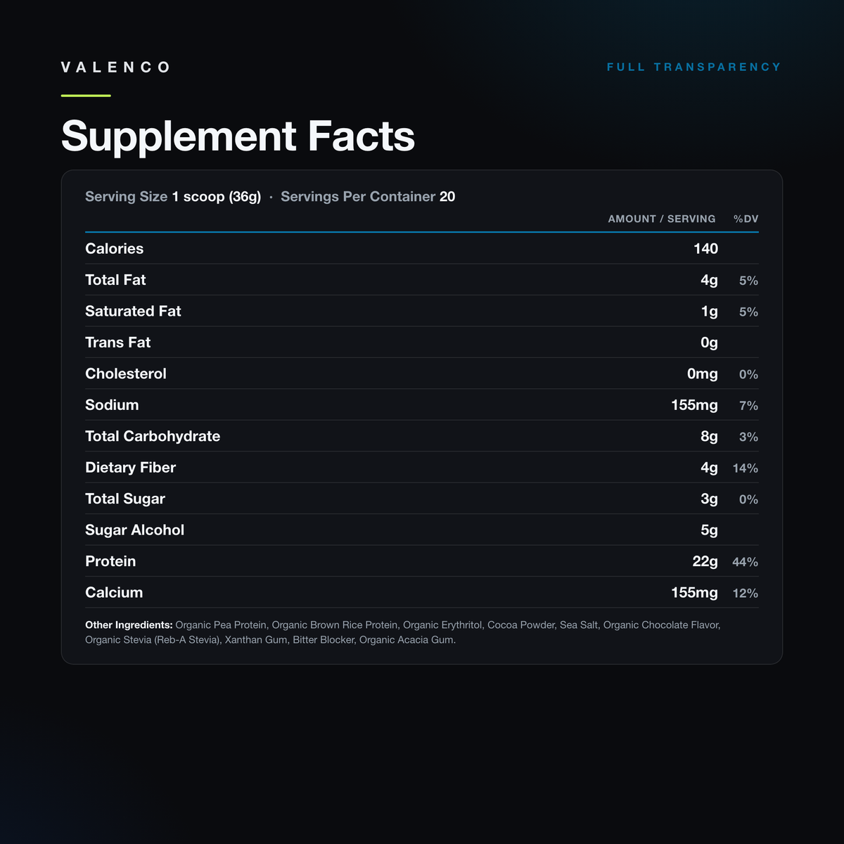 Vegan Protein, Rich Chocolate Supplement Facts panel