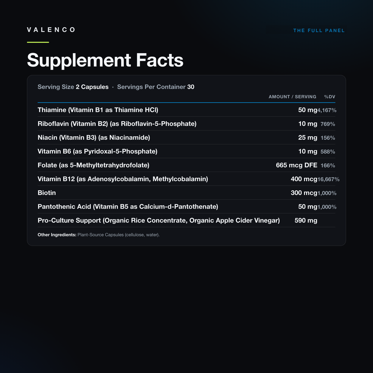 Supplement Facts panel, shown in full as printed on the label.