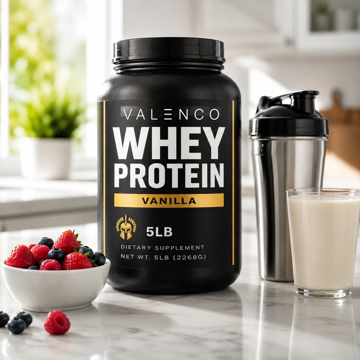 5 lb Whey Protein | Vanilla lifestyle photograph